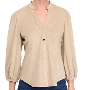 Philosophy Cream Puff Sleeve Snap-Front Top NWT